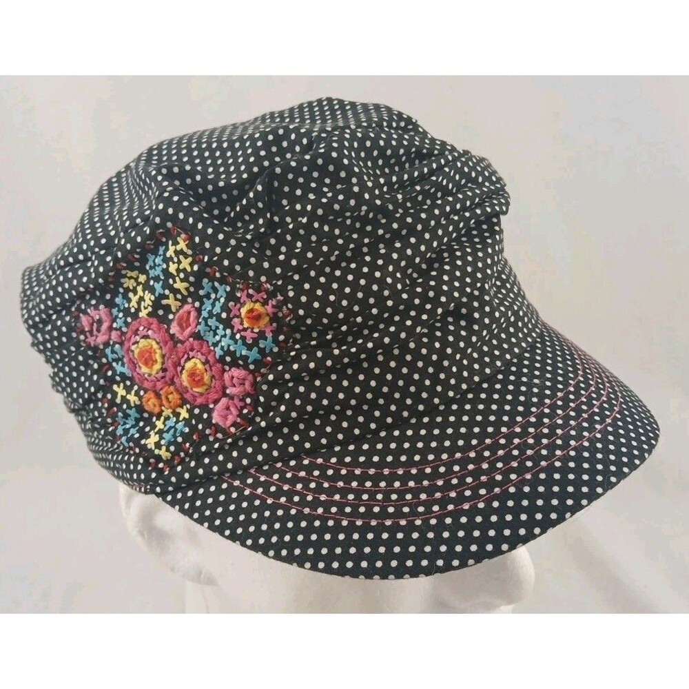 Joe Boxer Embroidered Polka Dot Cadet/Cabbie/Newsboy Hat/Cap-EXCELLENT!